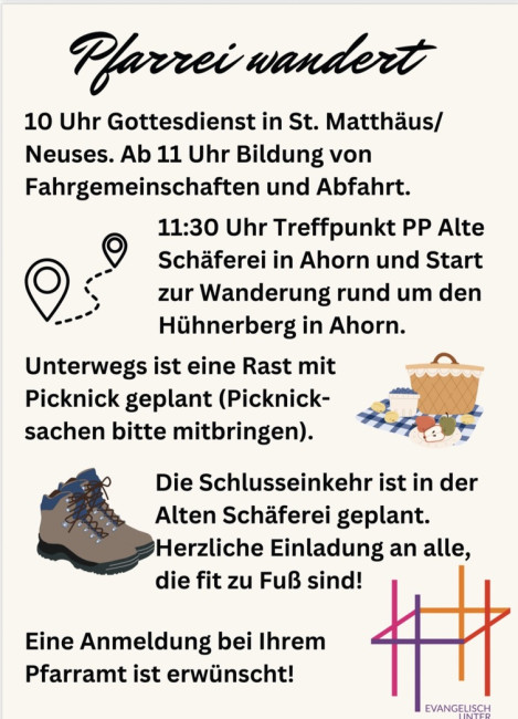 Pfarrei wandert 26.04.2026-Programm